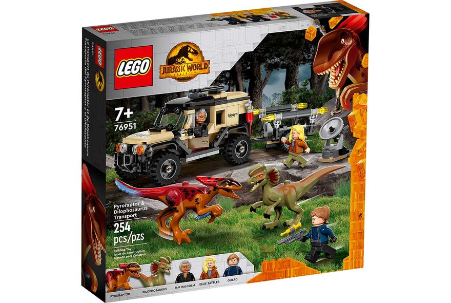 Lego Jurassic World Transporte del Pyrorraptor y el Dilofosaurio