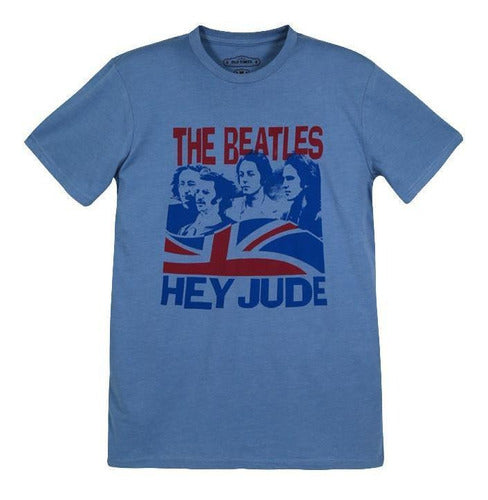Polera Hombre Rock Celeste The Beatles