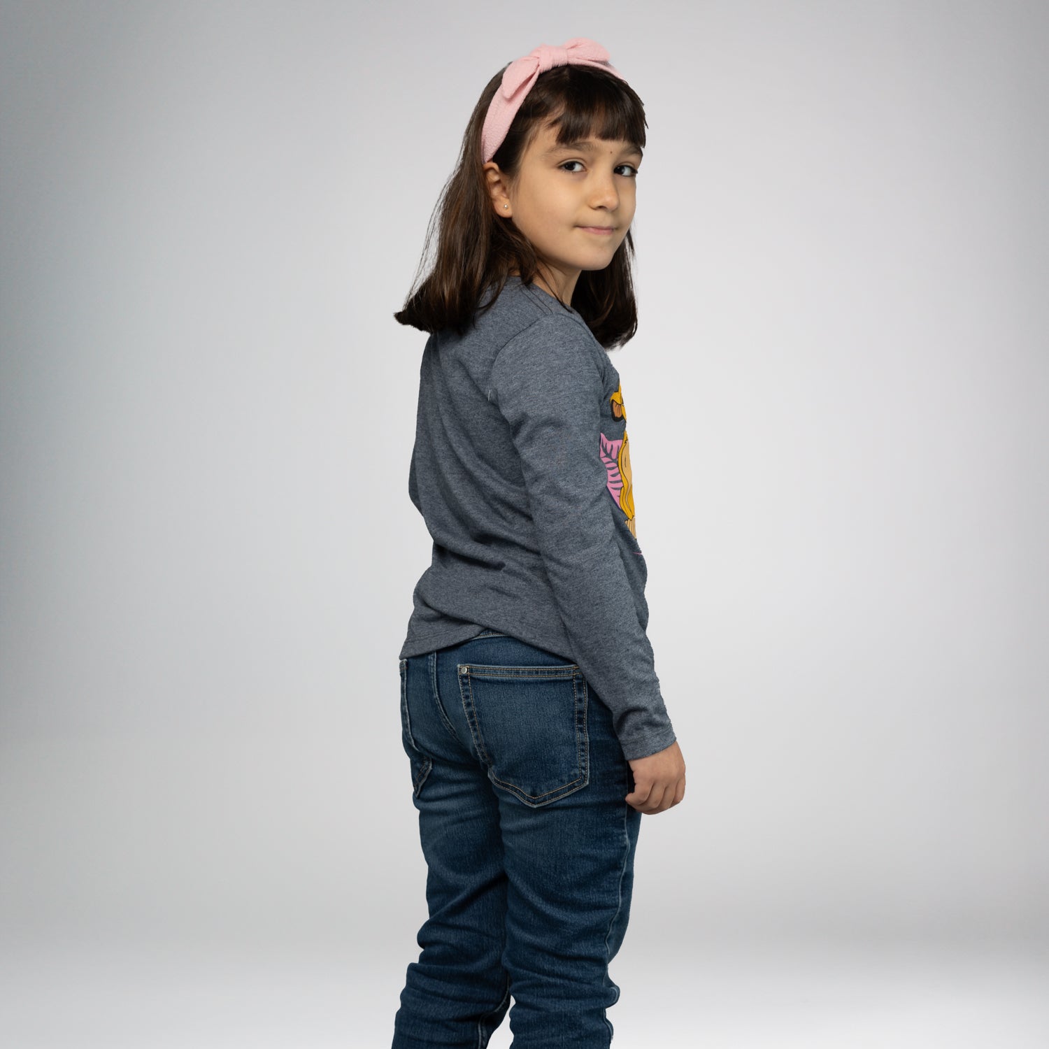 Polera Manga Larga Niña Rey León Flor Gris Disney