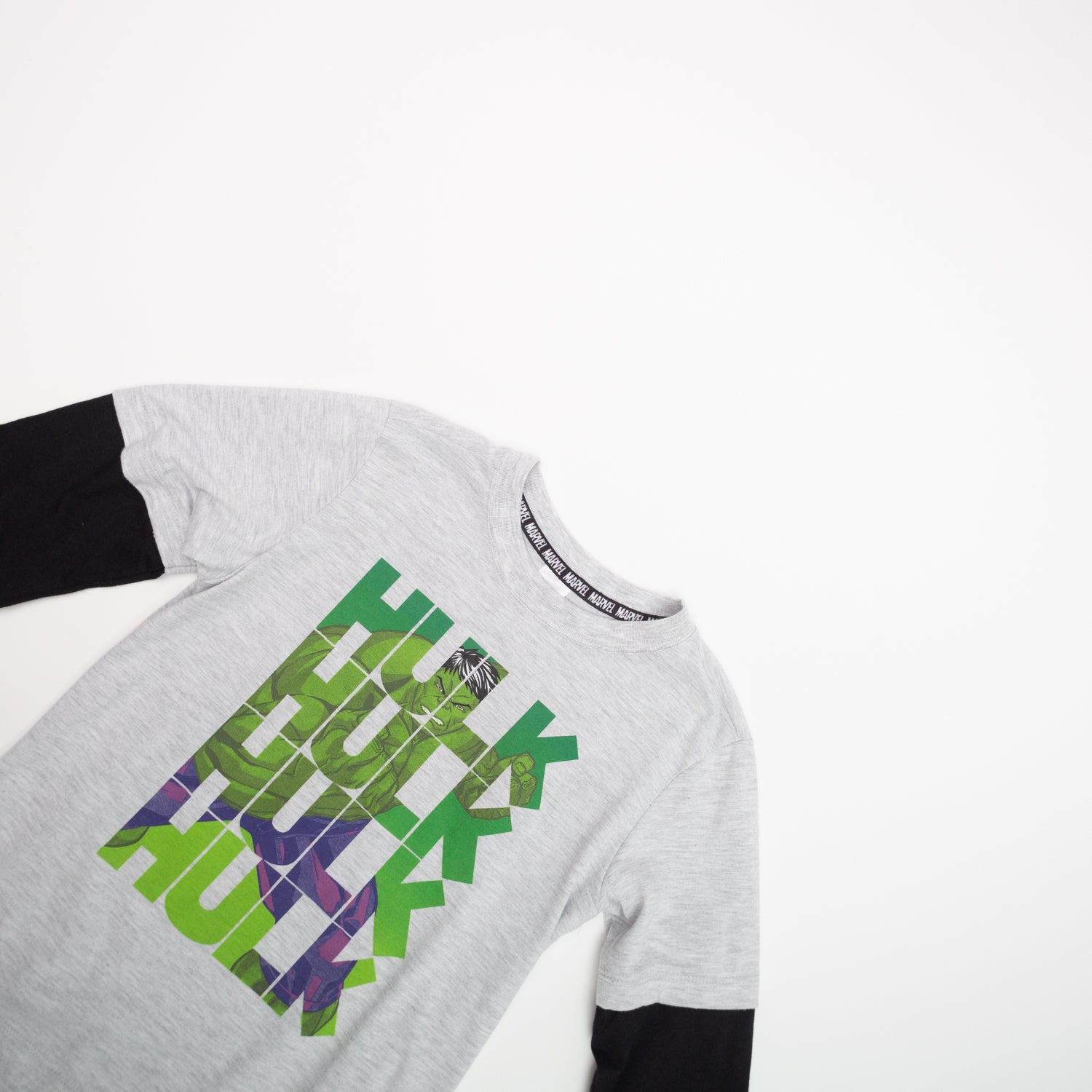 Polera Manga Larga Niño Hulk Smash Gris Marvel