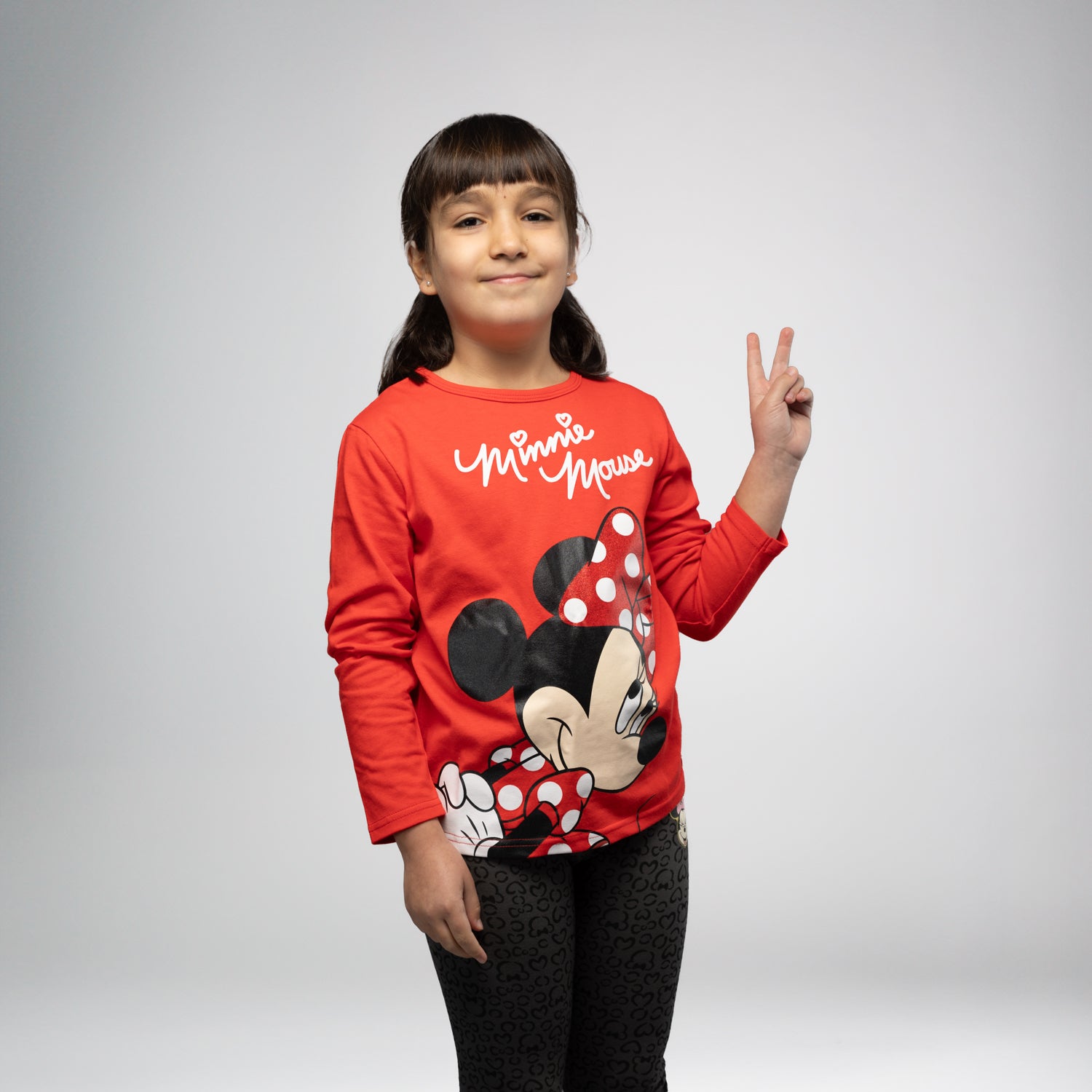 Polera Manga Larga Niña Minnie Happy Rojo Disney