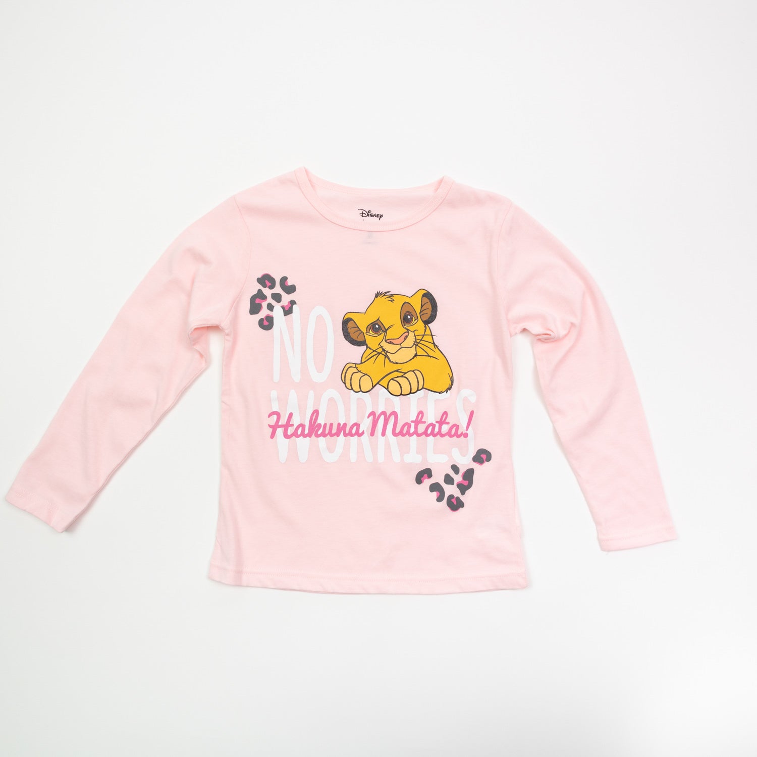 Polera Manga Larga Niña Rey León No Worries Rosado Disney