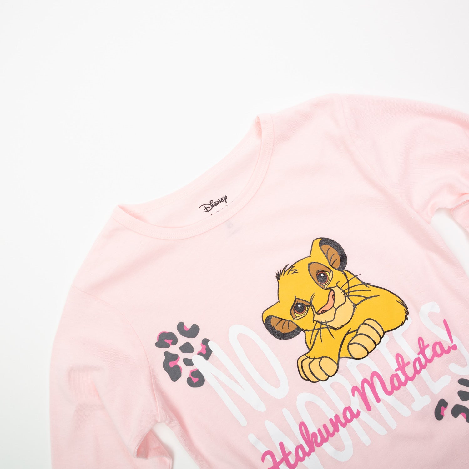 Polera Manga Larga Niña Rey León No Worries Rosado Disney