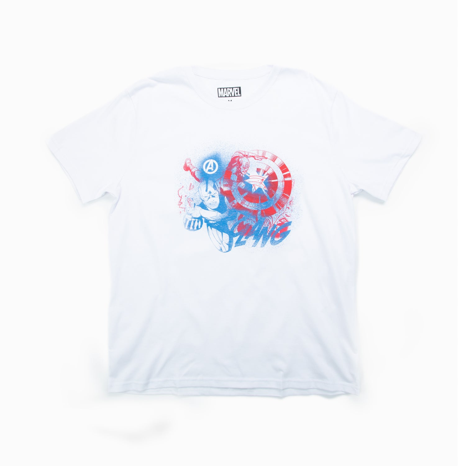 Polera Hombre Capitan America Fighting Blanco Marvel