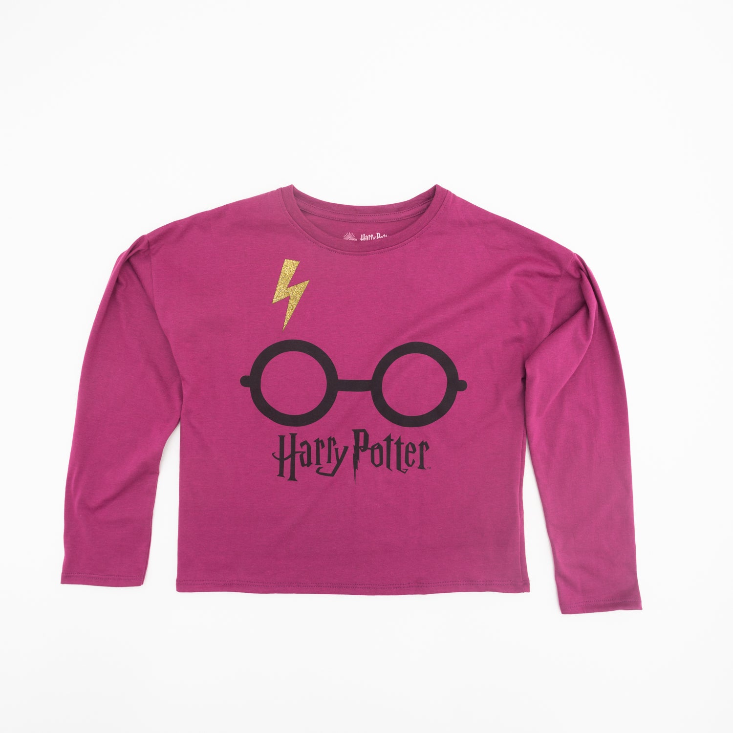 Polera Manga Larga Niña Lentes Morado Harry Potter