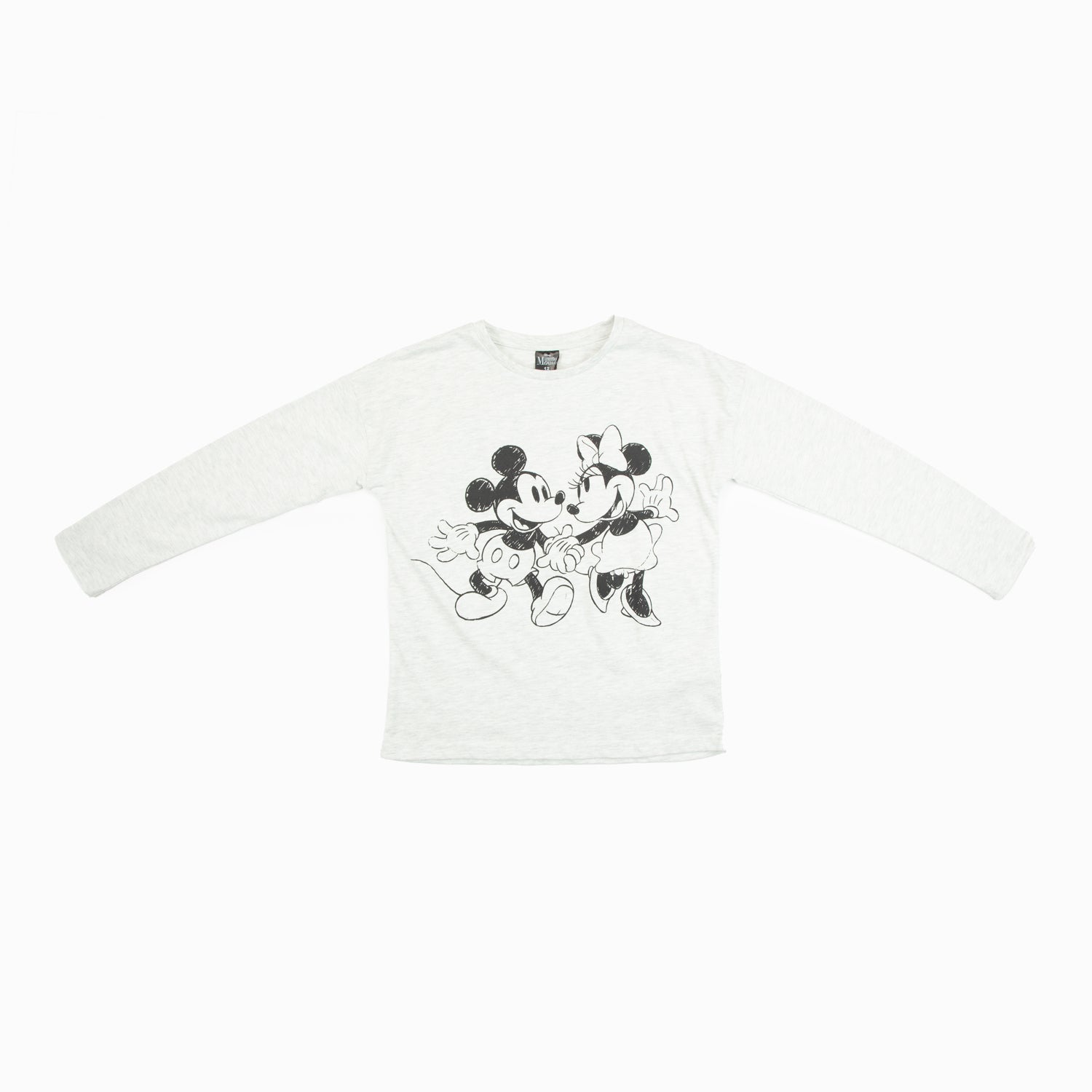 Polera Manga Larga Niña Pareja Gris Minnie Disney