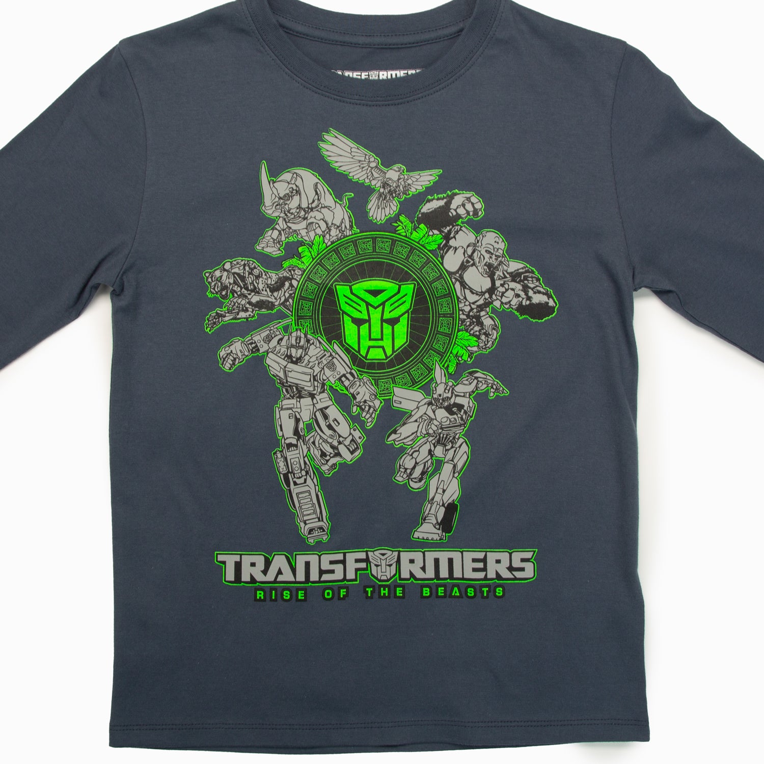 Polera Manga Larga Niño Transformers Sobre Logos Azul Dreamworks