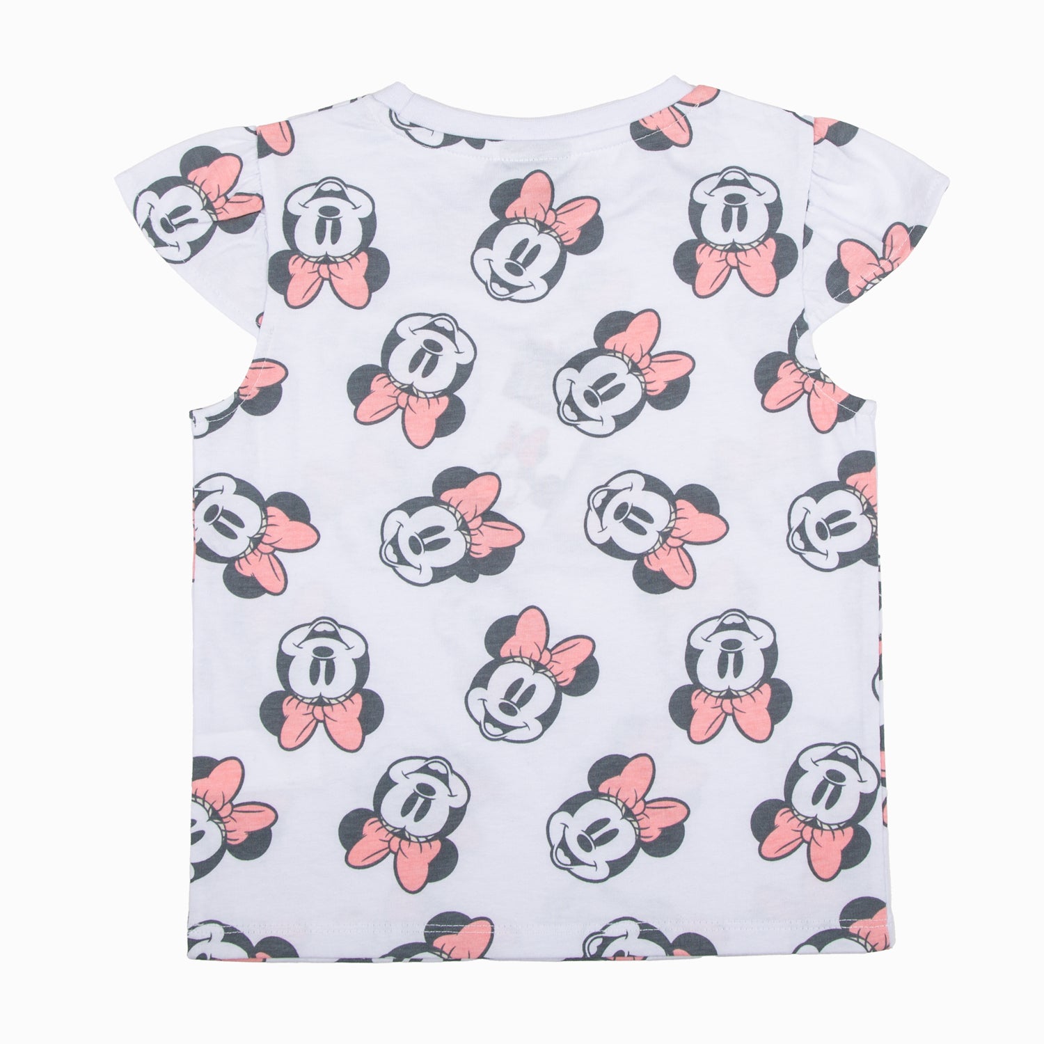 Polera Manga Corta Niña Print Caras Minnie Blanco Disney