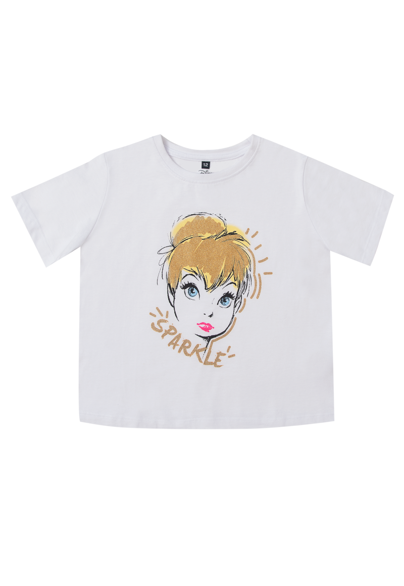 Polera Niña Tinkerbell Sparkle Blanco Disney
