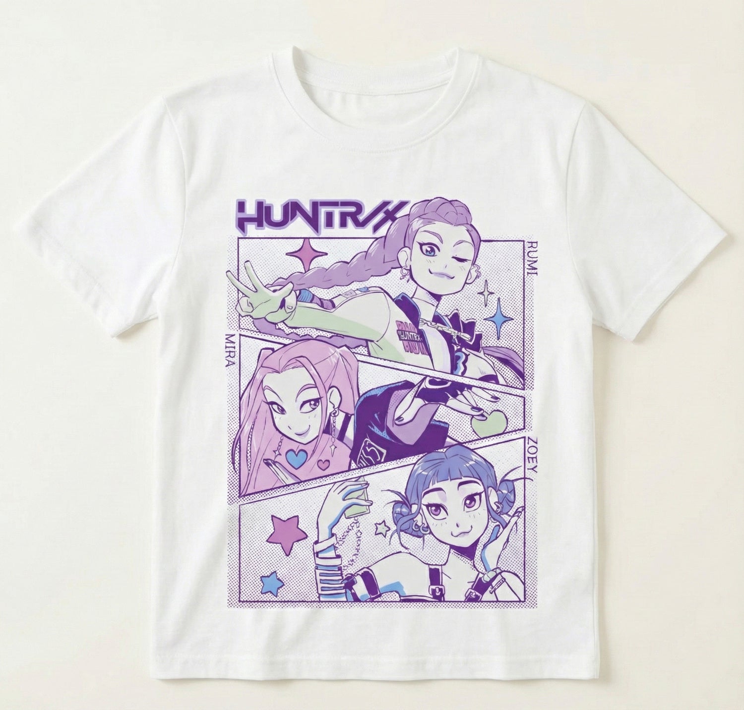 Polera Manga Corta Niña Band Blanco Kpop Demon Hunters