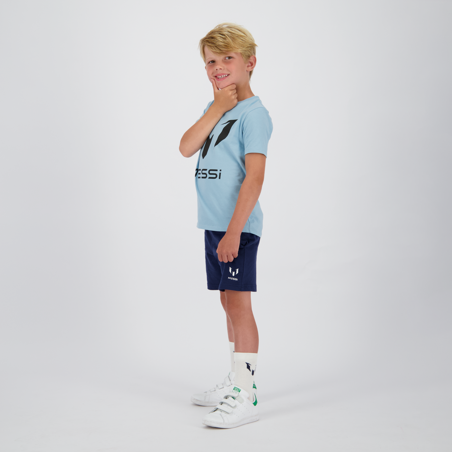 Polera Manga Corta Niño Logo Celeste Messi