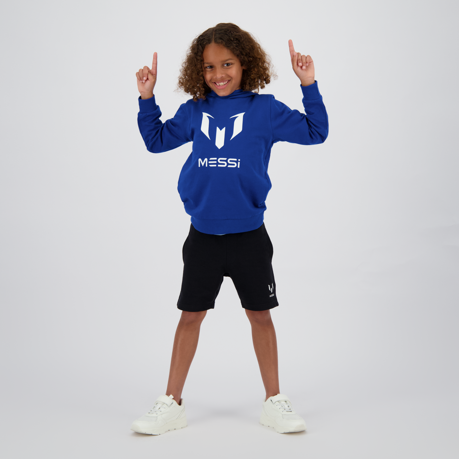 Poleron Cerrado Con Gorro Niño Logo Azul Messi