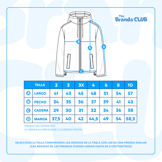 Cortaviento Niño Full Print Orejas Azul Bluey - Chaquetas y Parkas Chile | The Brands Club cl