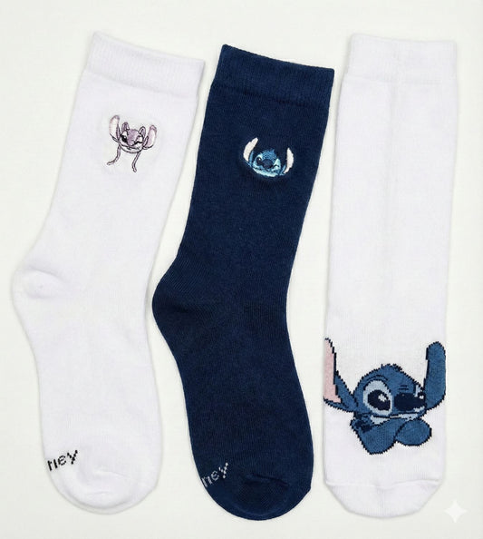 Tripack Calcetines Escolares Niña Lilo Stitch Blanco Disney - Calcetines Chile | The Brands Club cl