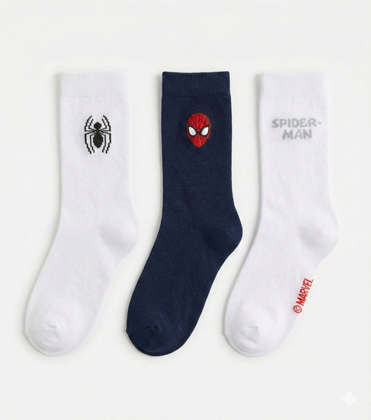 Tripack Calcetines Escolares Niño Spiderman Blanco Marvel - Calcetines Chile | The Brands Club cl