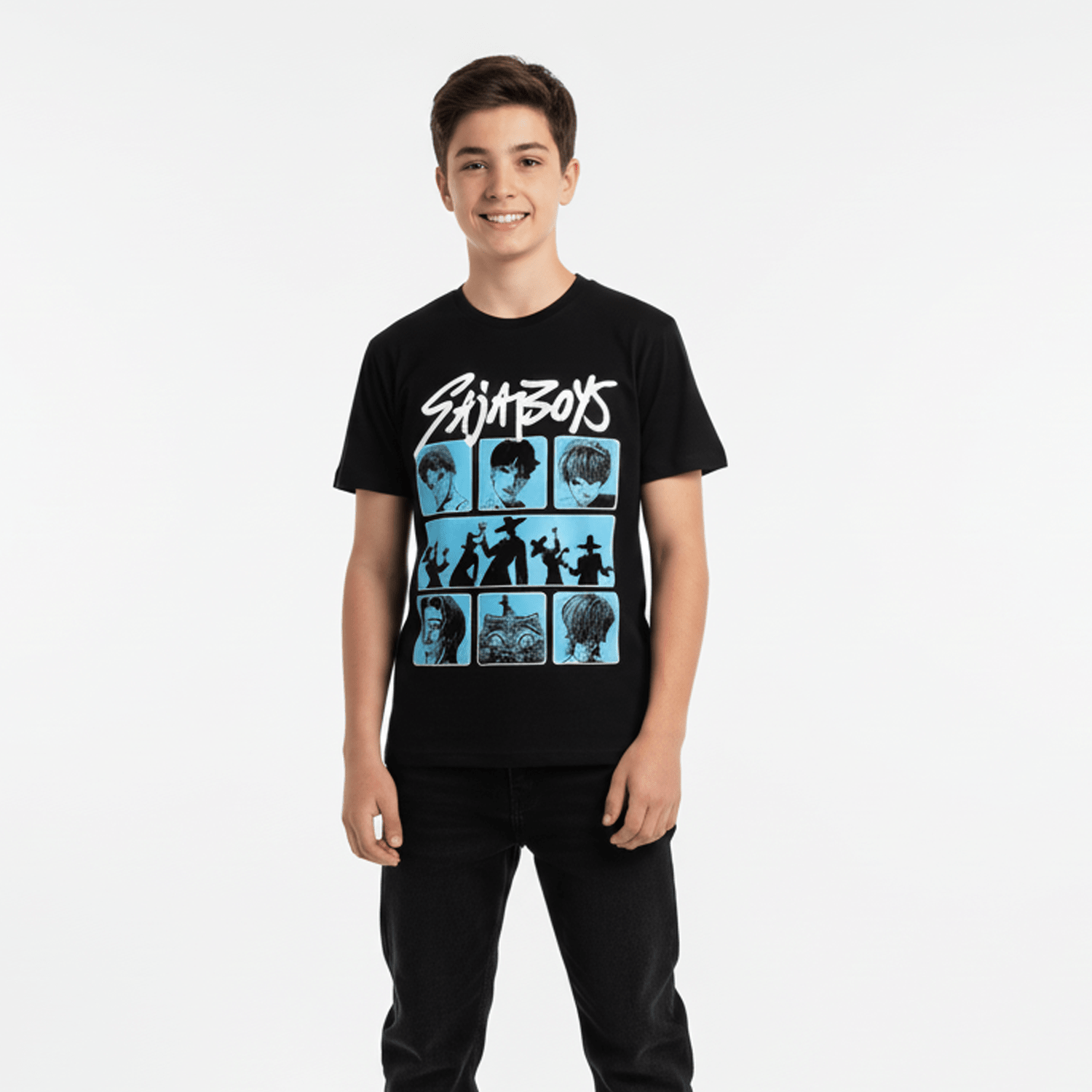 Polera Manga Corta Niño Saja Boys Negro Kpop Demon Hunters - Poleras Chile | The Brands Club cl