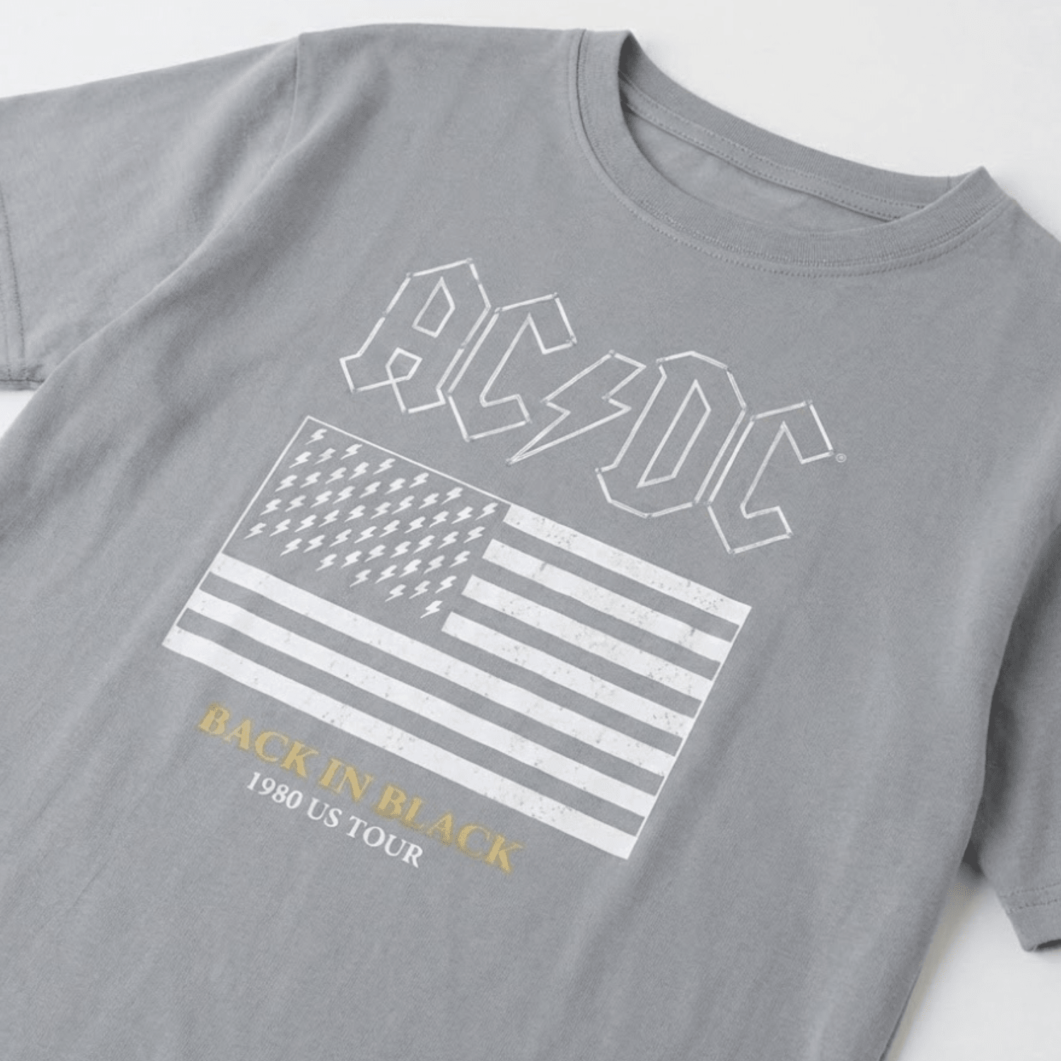 Polera Manga Corta Mujer Bandera Gris ACDC - Poleras Chile | The Brands Club cl