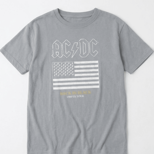 Polera Manga Corta Mujer Bandera Gris ACDC - Poleras Chile | The Brands Club cl