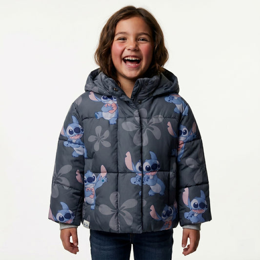 Parka Niña Full Print Lilo & Stitch Gris Disney - Chaquetas y Parkas Chile | The Brands Club cl