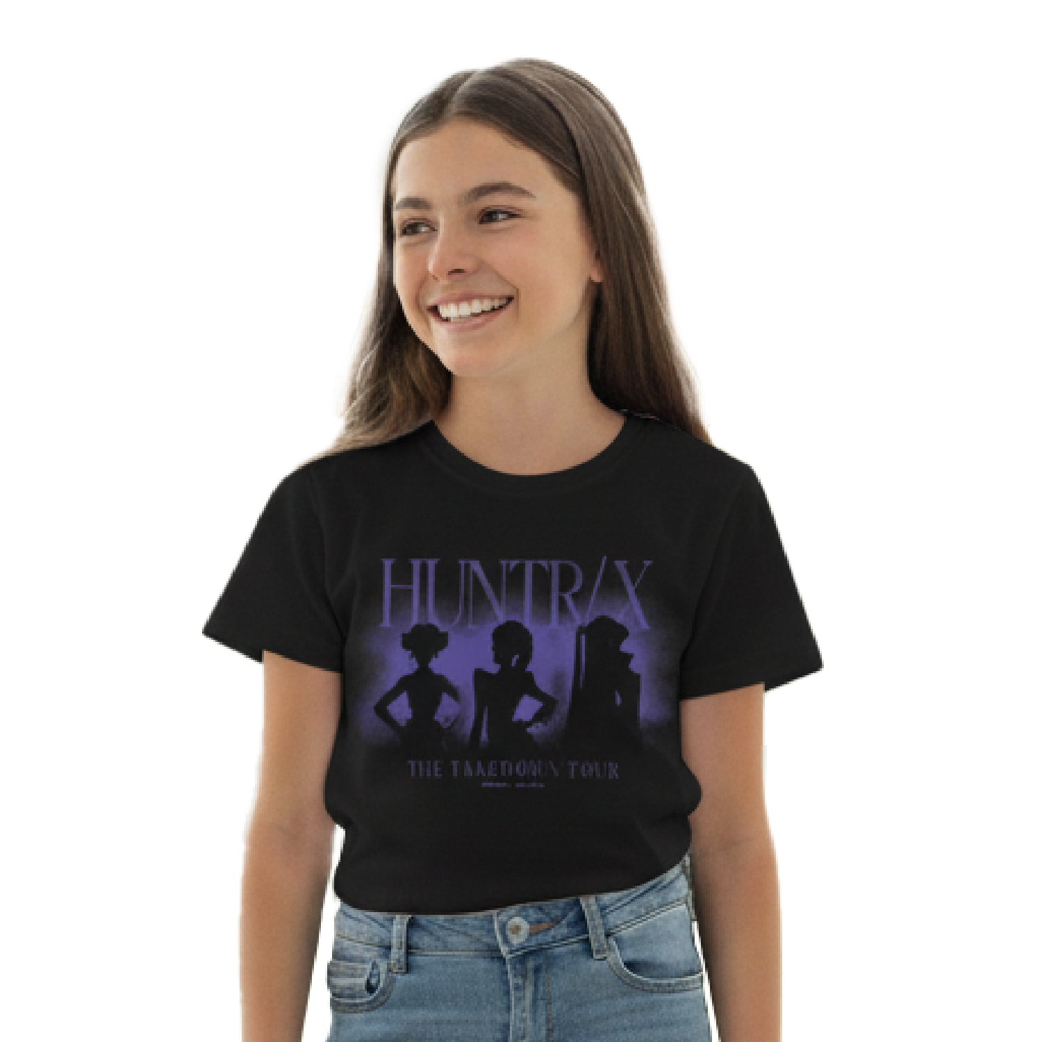 Polera Manga Corta Niña HUNTR/X Negro Kpop Demon Hunters