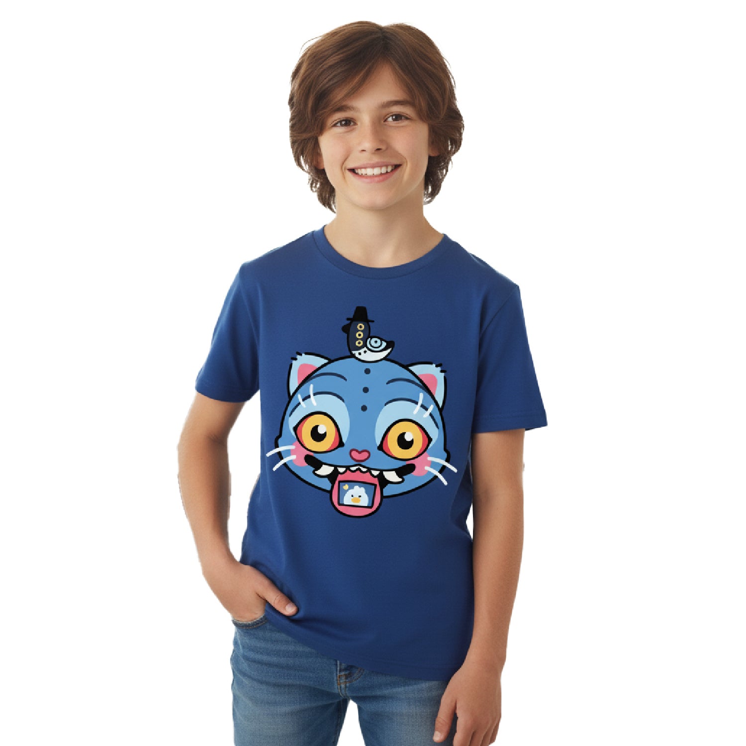 Polera Manga Corta Niño Derpy Azul Kpop Demon Hunters