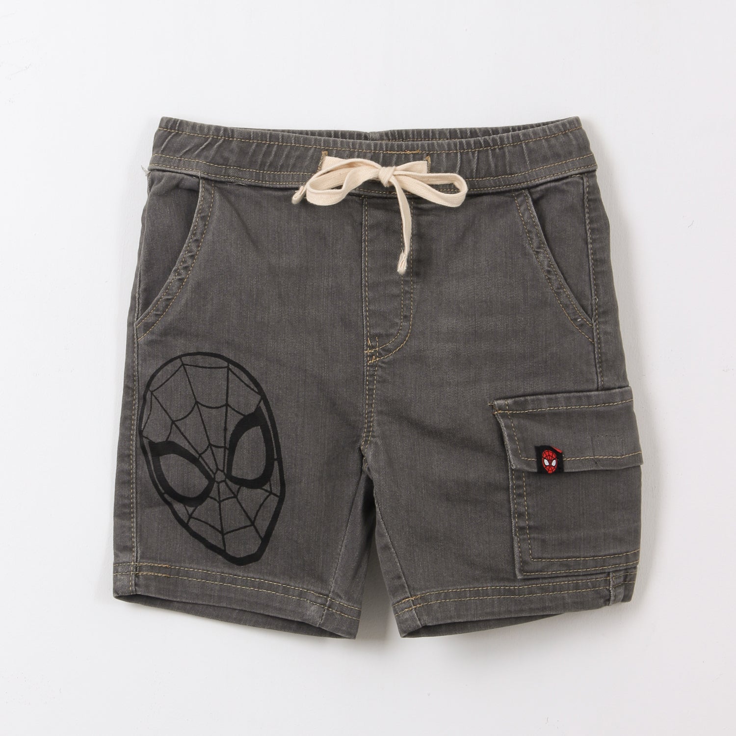 Short Niño Gris Cargo Denim Spiderman Marvel