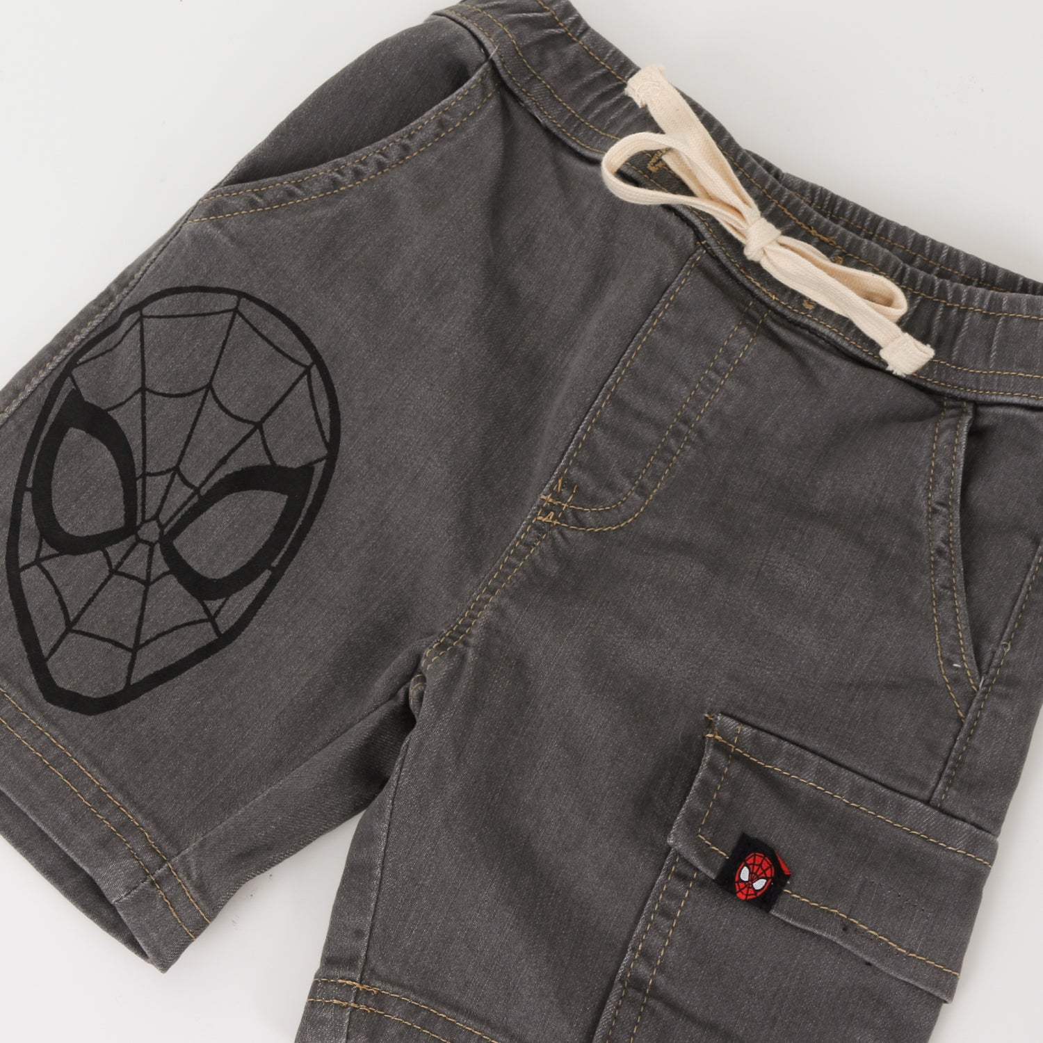 Short Niño Gris Cargo Denim Spiderman Marvel