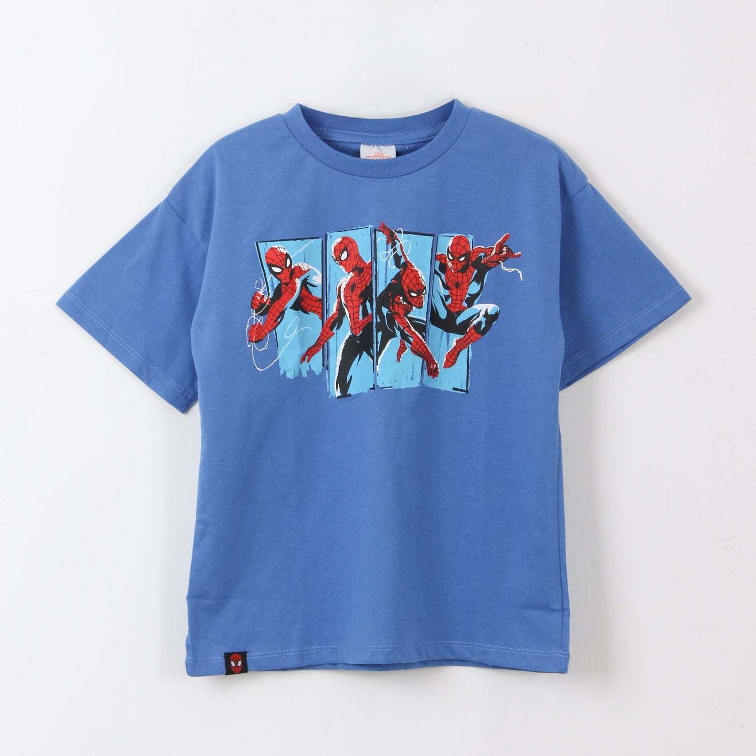 Polera Manga Corta Niño Azul Saltando Spiderman Marvel