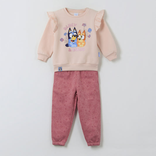 Conjunto Buzo Niña Vuelos Flores Rosado Bingo & Bluey - Buzos Chile | The Brands Club cl