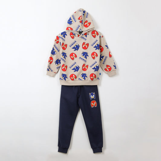 Conjunto Buzo Niño Full Print Sonic & Nuckles Beige Sonic - Buzos Chile | The Brands Club cl
