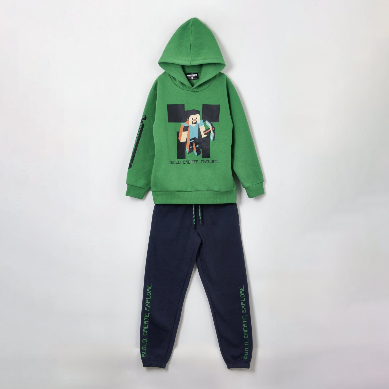 Conjunto Buzo Niño Verde Build Create Explore Minecraft