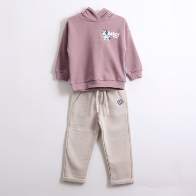 Conjunto Buzo Niña Hoodie Back Print Morado Bluey