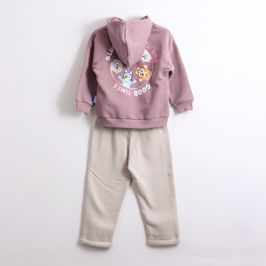 Conjunto Buzo Niña Hoodie Back Print Morado Bluey - Conjuntos Chile | The Brands Club cl