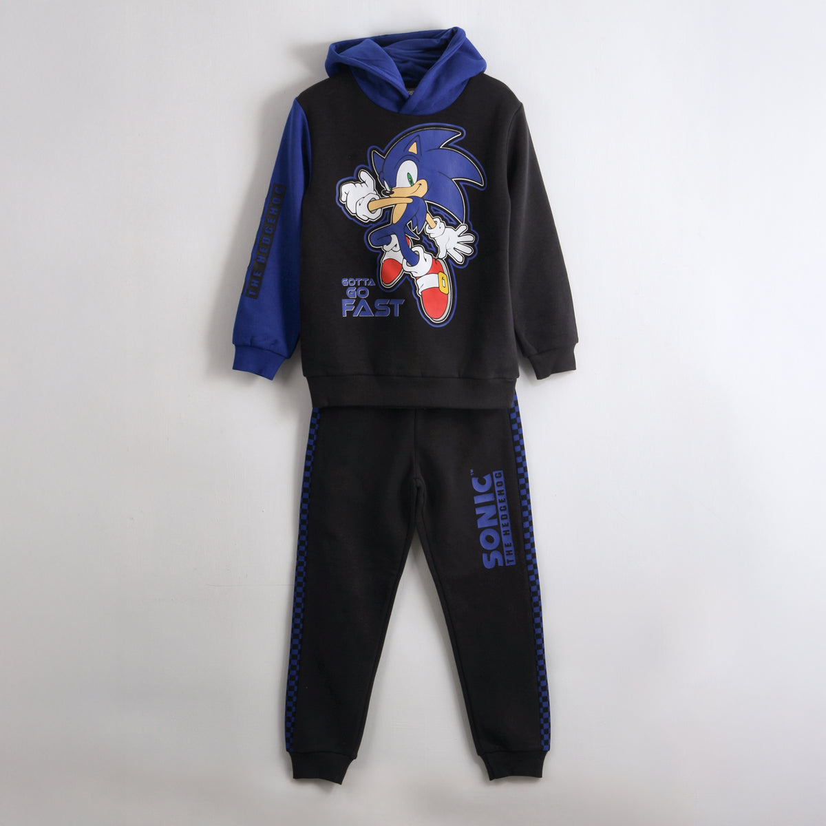 Conjunto Buzo Niño Hoodie Gotta Go Fast Negro Sonic - Conjuntos Chile | The Brands Club cl