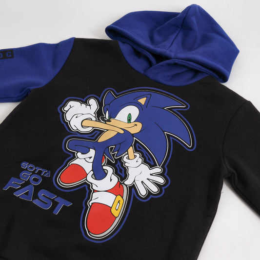Conjunto Buzo Niño Hoodie Gotta Go Fast Negro Sonic - Conjuntos Chile | The Brands Club cl