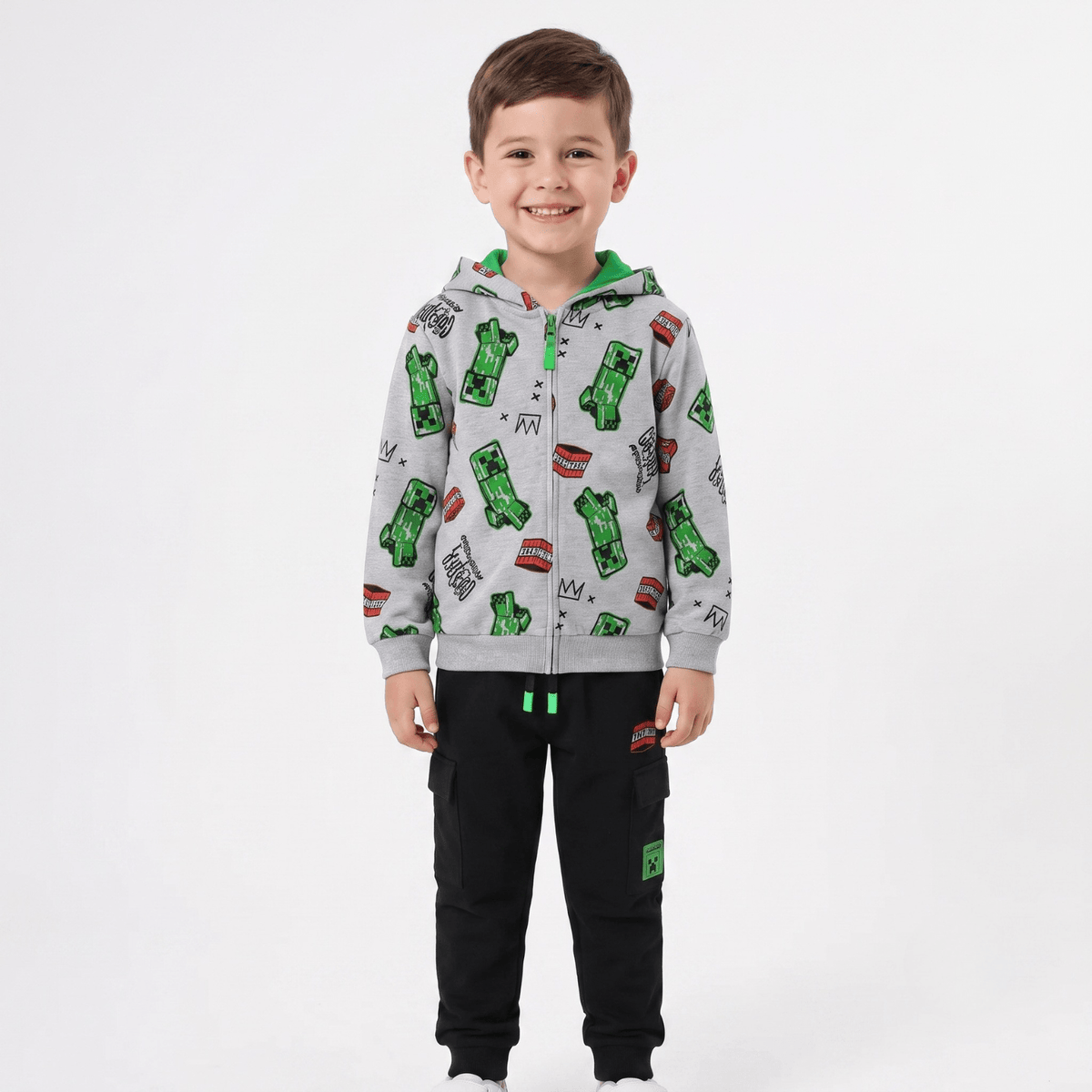 Conjunto Buzo Niño Minecraft Full Print Gris - Buzos Chile | The Brands Club cl
