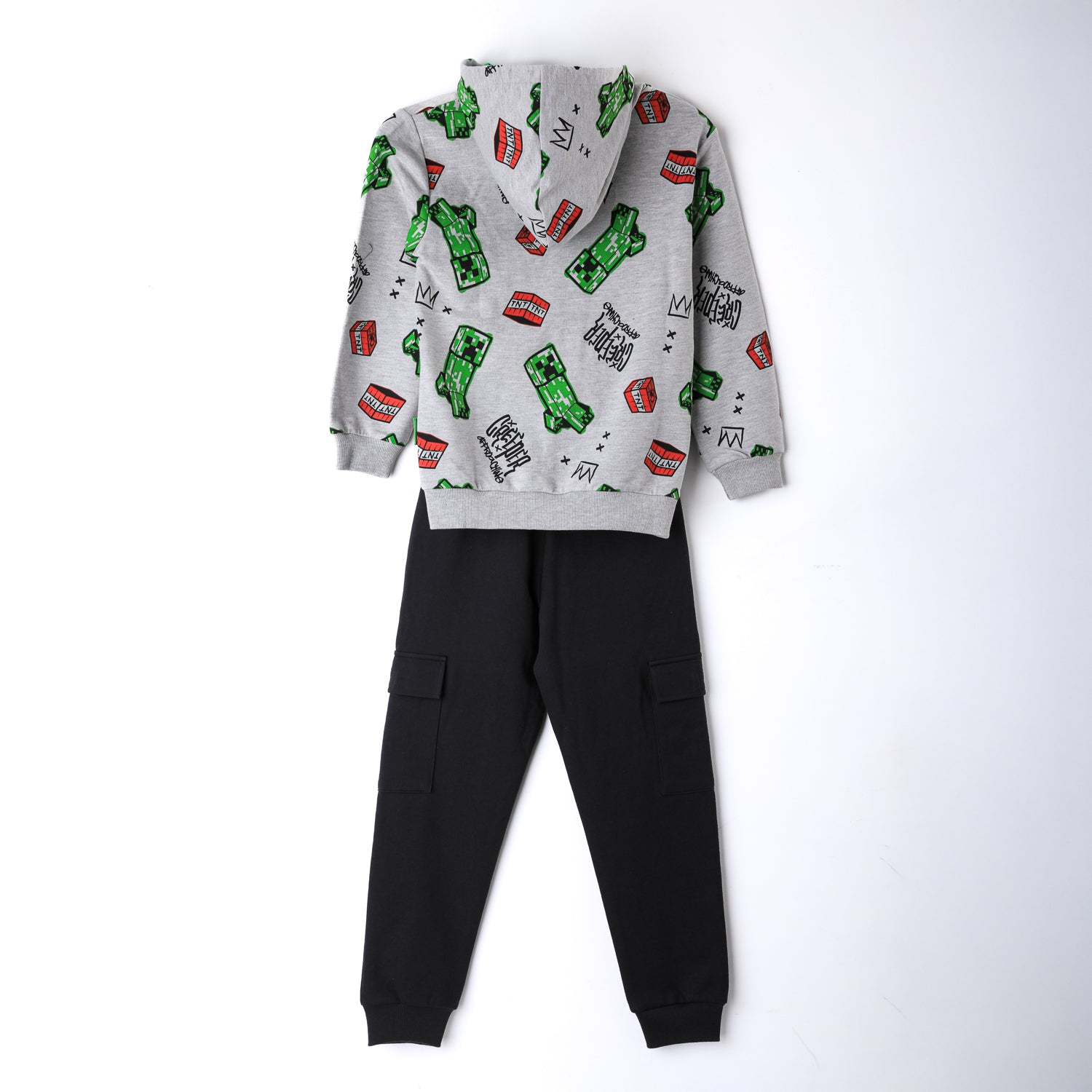 Conjunto Buzo Niño Full Print Gris Minecraft