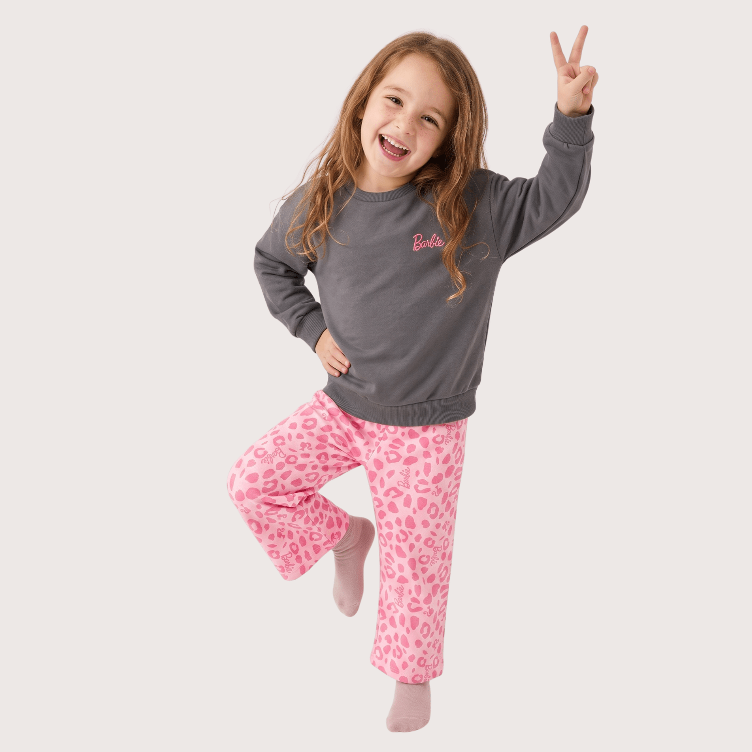 Conjunto Buzo Niña Barbie Animal Print Gris - Buzos Chile | The Brands Club cl