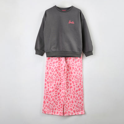 Conjunto Buzo Niña Animal Print Gris Barbie