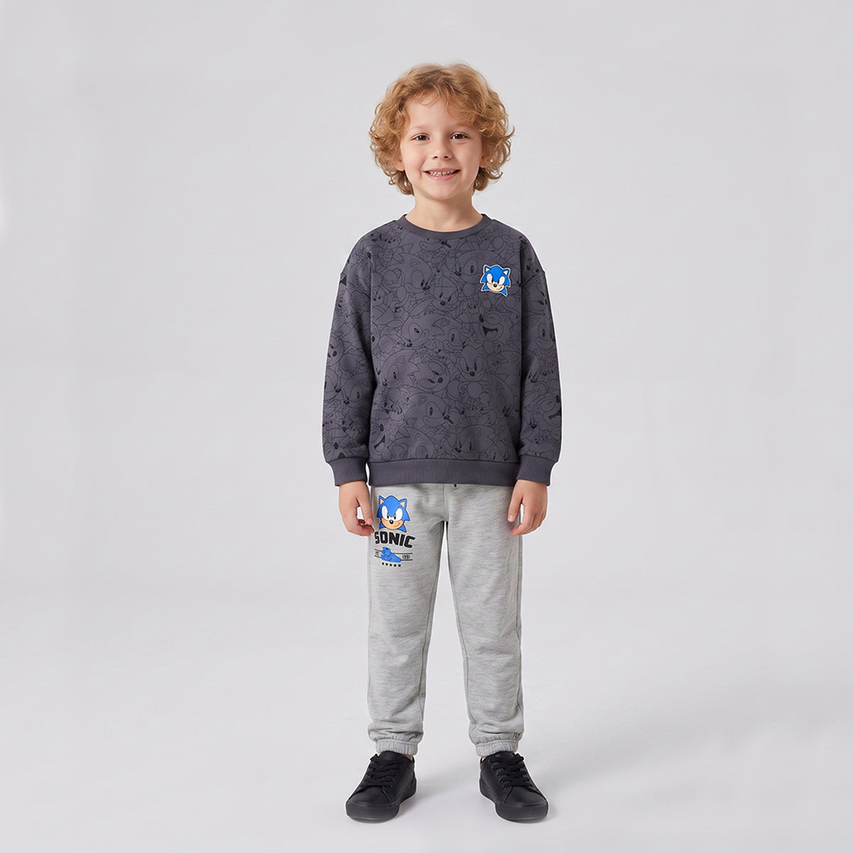 Conjunto Buzo Niño Sonic Full Print Gris - Buzos Chile | The Brands Club cl