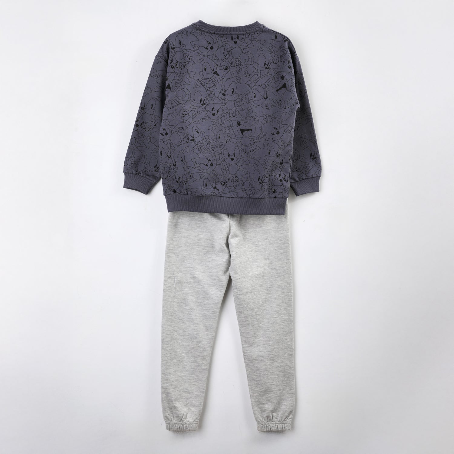 Conjunto Buzo Niño Full Print Gris Sonic