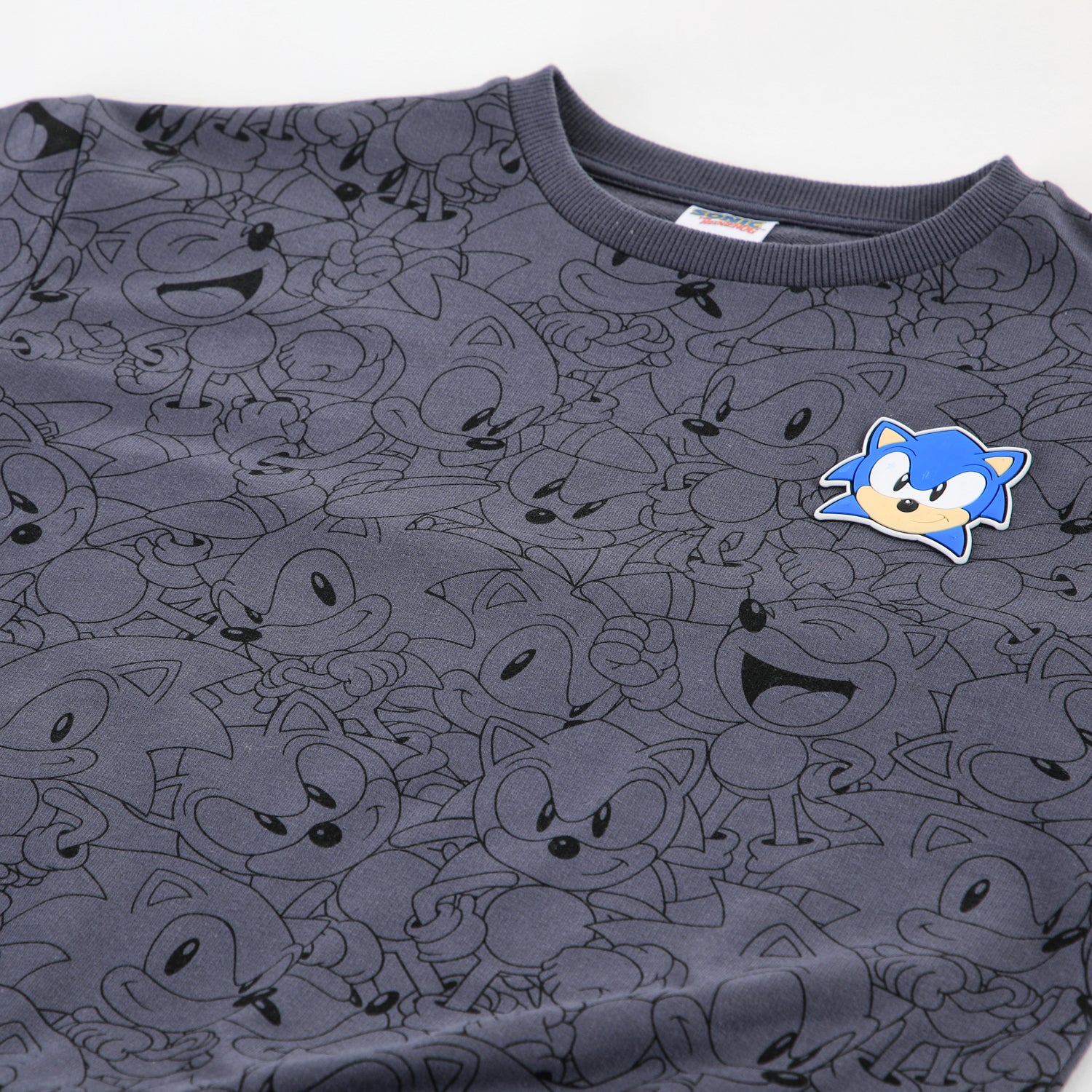 Conjunto Buzo Niño Full Print Gris Sonic