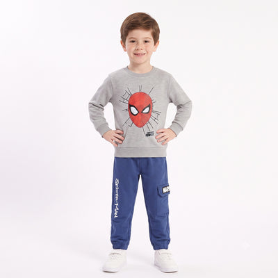 Conjunto Buzo Niño Spiderman Marvel Cara Gris