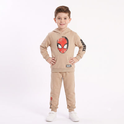 Conjunto Buzo Niño Spiderman Marvel Cara Café