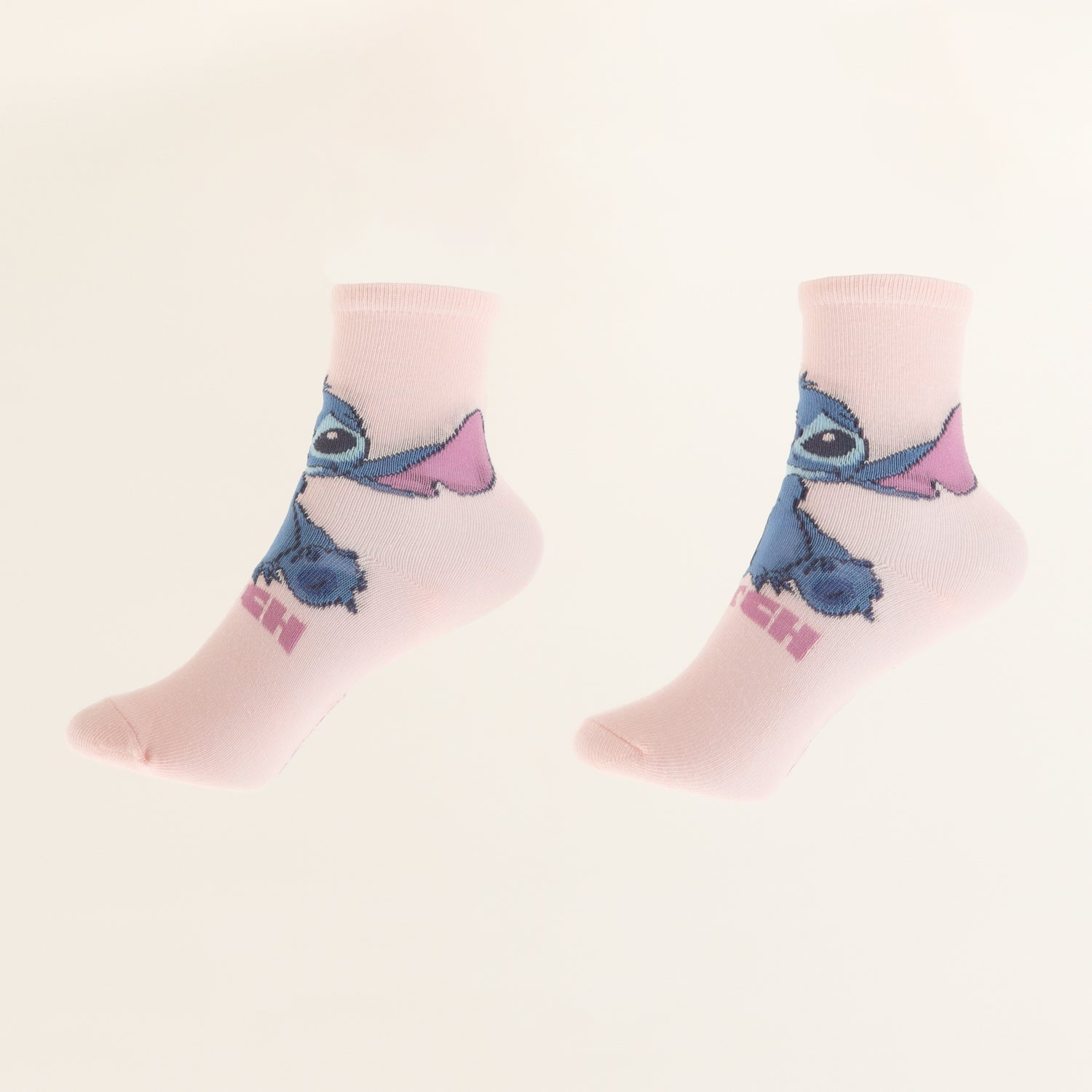 Tripack Calcetines Niña Rosado Varias Poses Stitch Disney