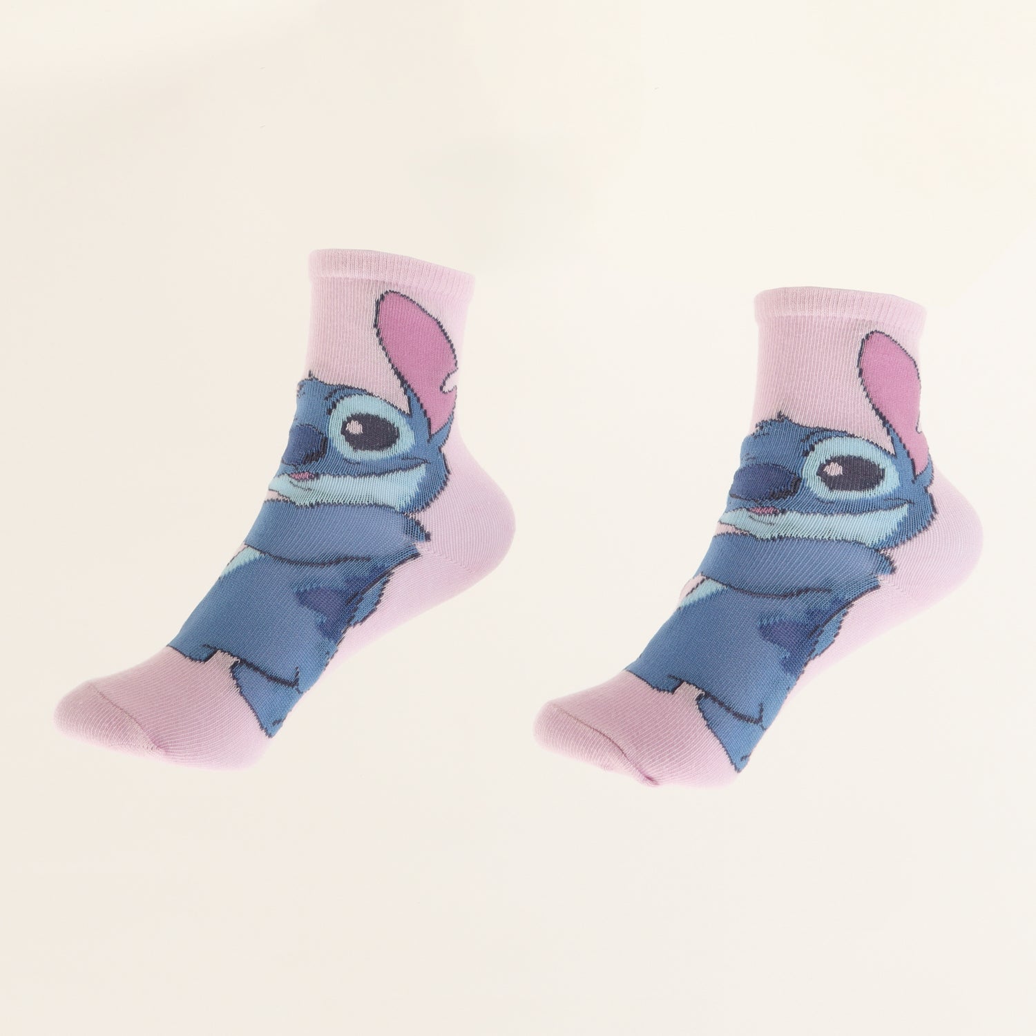 Tripack Calcetines Niña Rosado Varias Poses Stitch Disney