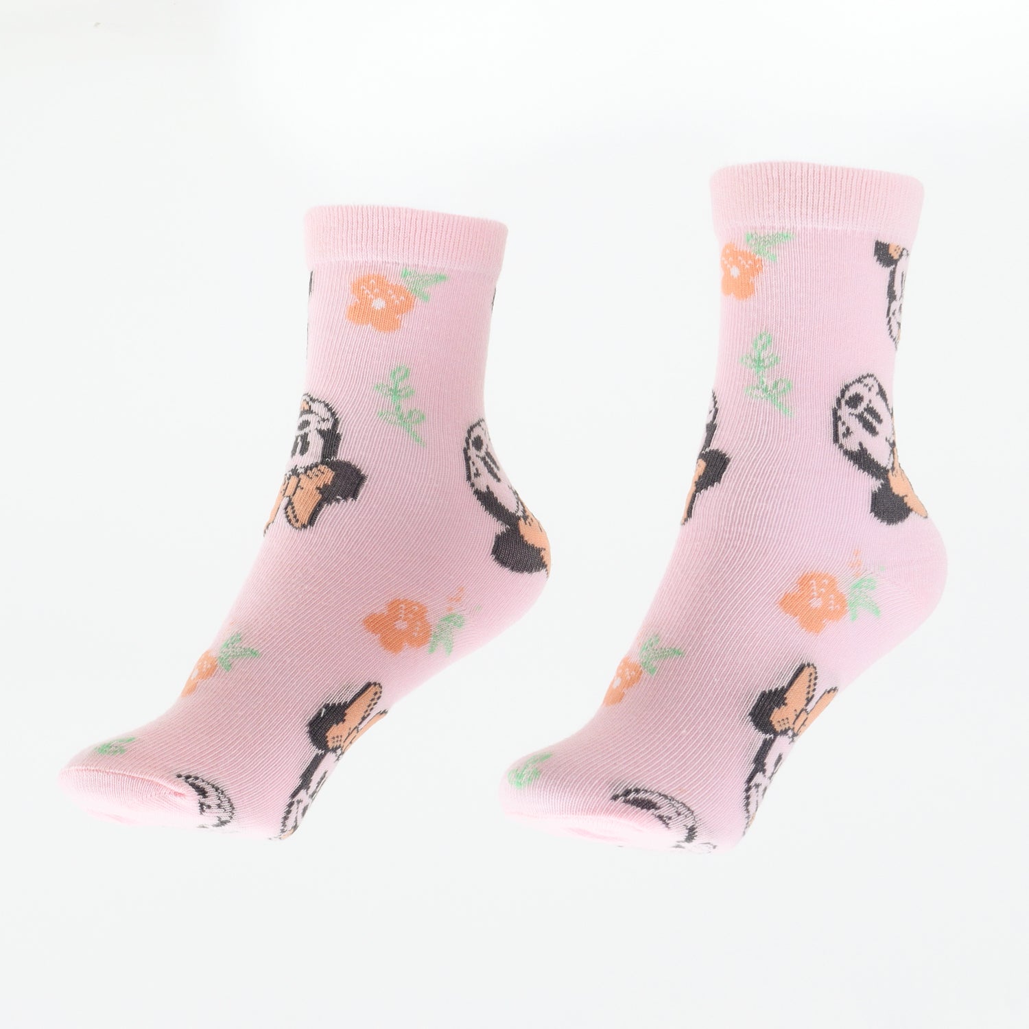 Tripack Calcetines Niña Rosado Flores Minnie Disney