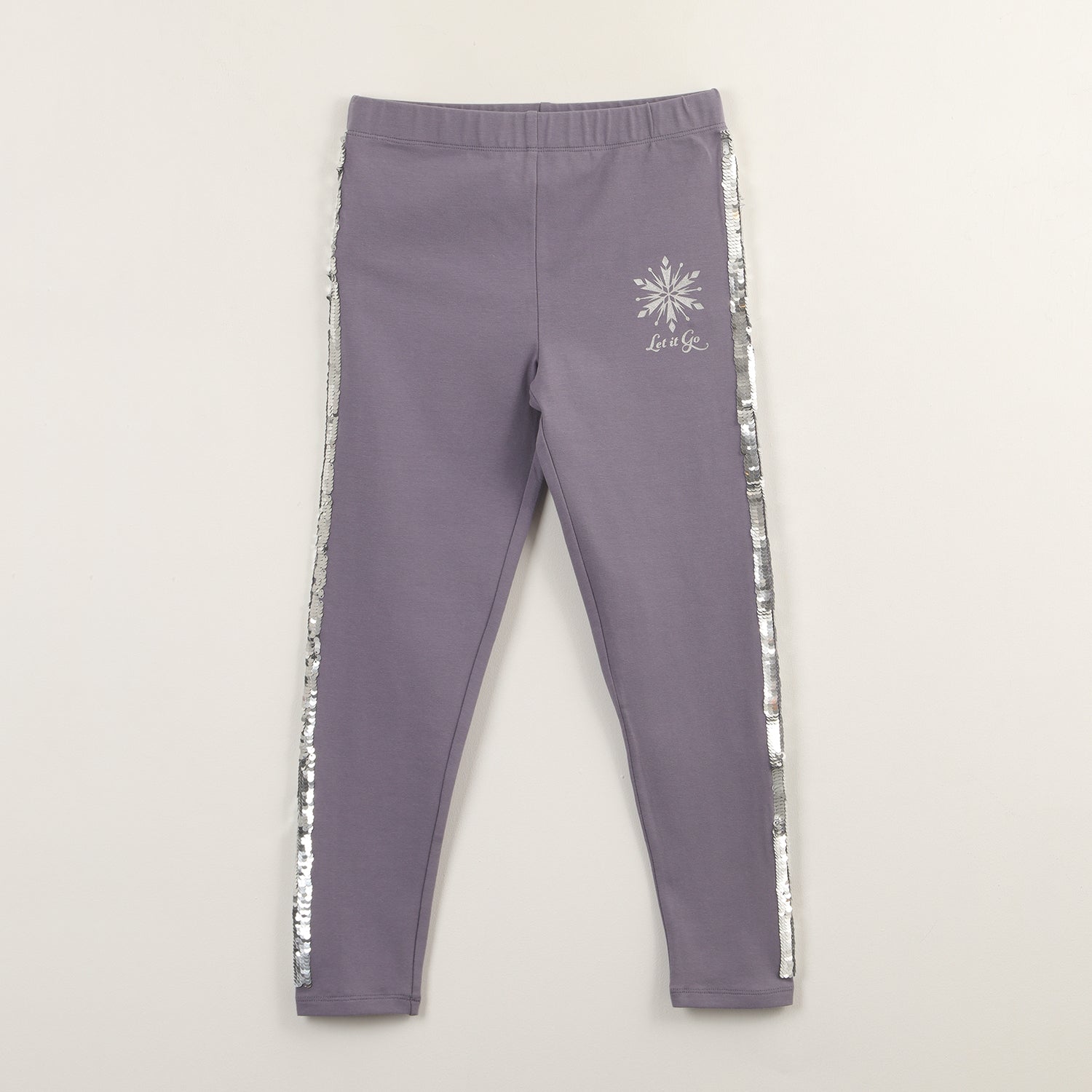 Calza Niña Frozen Lineas De Lentejuelas Gris Disney