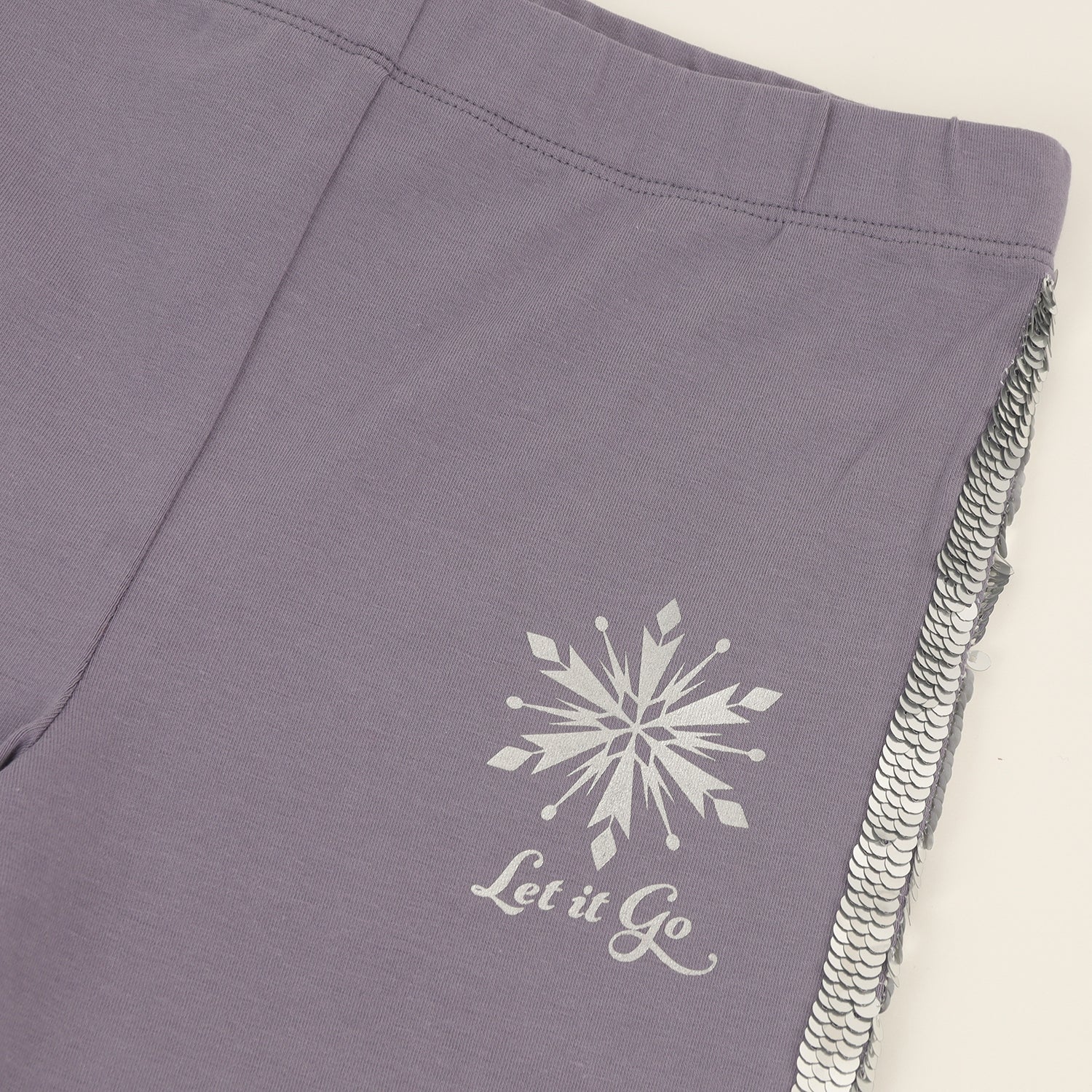 Calza Niña Frozen Lineas De Lentejuelas Gris Disney