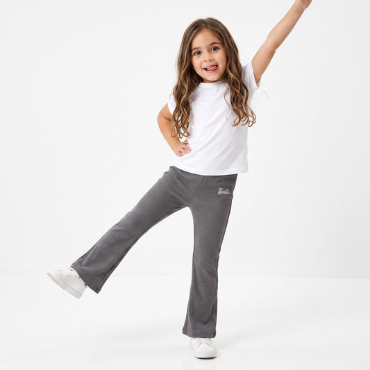 Calza Niña Barbie Flare Ribbed Gris - Calzas Chile | The Brands Club cl